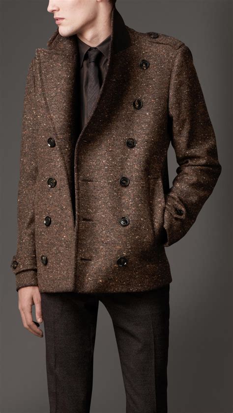 burberry peacoat mens|burberry wool pea coats men's.